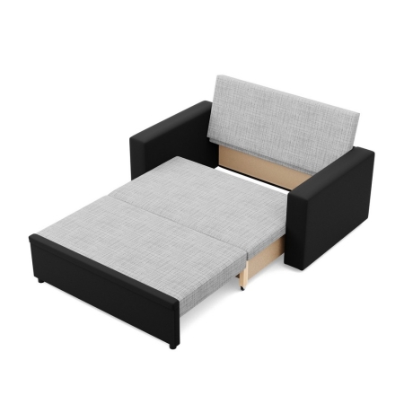Rozkładana sofa, CAPERO, ekoskóra, plecionka, 148x87x90 cm, czarny, jasny szary