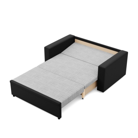 Rozkładana sofa, CAPERO, ekoskóra, plecionka, 148x87x90 cm, czarny, jasny szary