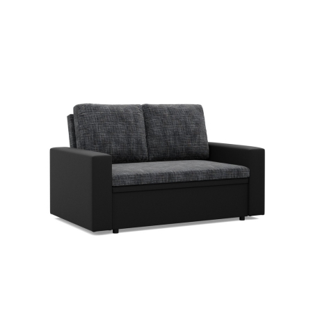 Rozkładana sofa, CAPERO, ekoskóra, plecionka, 148x87x90 cm, czarny, ciemny szary