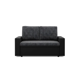 Rozkładana sofa, CAPERO, ekoskóra, plecionka, 148x87x90 cm, czarny, ciemny szary