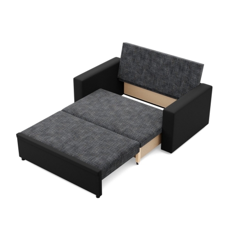 Rozkładana sofa, CAPERO, ekoskóra, plecionka, 148x87x90 cm, czarny, ciemny szary