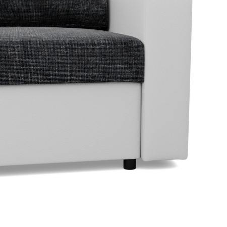 Rozkładana sofa, CAPERO, ekoskóra, plecionka, 148x87x90 cm, biały, ciemny szary