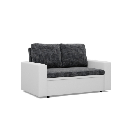 Rozkładana sofa, CAPERO, ekoskóra, plecionka, 148x87x90 cm, biały, ciemny szary