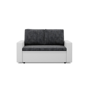 Rozkładana sofa, CAPERO, ekoskóra, plecionka, 148x87x90 cm, biały, ciemny szary