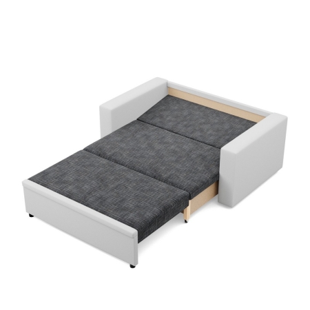 Rozkładana sofa, CAPERO, ekoskóra, plecionka, 148x87x90 cm, biały, ciemny szary