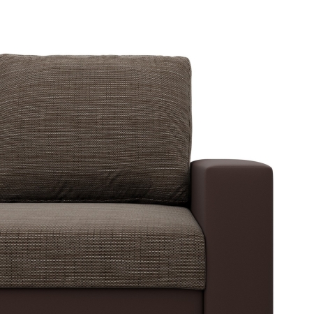 Rozkładana sofa, CAPERO, ekoskóra, plecionka, 148x87x90 cm, brąz