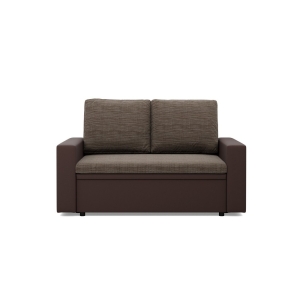 Rozkładana sofa, CAPERO, ekoskóra, plecionka, 148x87x90 cm, brąz