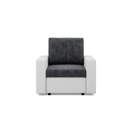 Fotel CAPERO, ekoskóra, plecionka, 83x92x92 cm, biały, ciemny szary