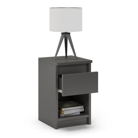 Stolik nocny, 1 szuflada, FORTIS, 30x30x45 cm, grafit, mat