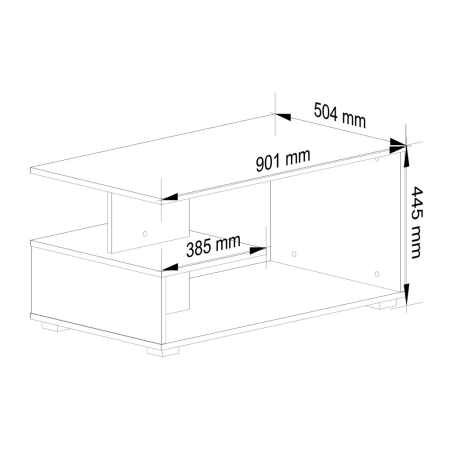 Stolik kawowy, ława, CAVO, 90x51x45 cm, biel, mat
