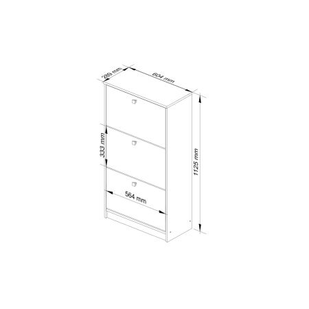 Szafka na obuwie, 3 uchylne drzwiczki, ARONA, 60x29x113 cm, olcha, mat