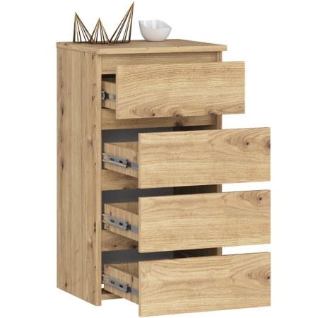 Szafka do sypialni, STILO, 4 szuflady, 40x35x74 cm, dąb artisan, mat