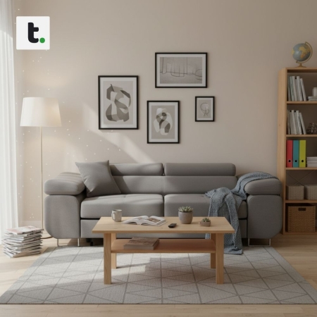 Rozkładana sofa, Bellezza, 209x100x87 cm, jasny szary