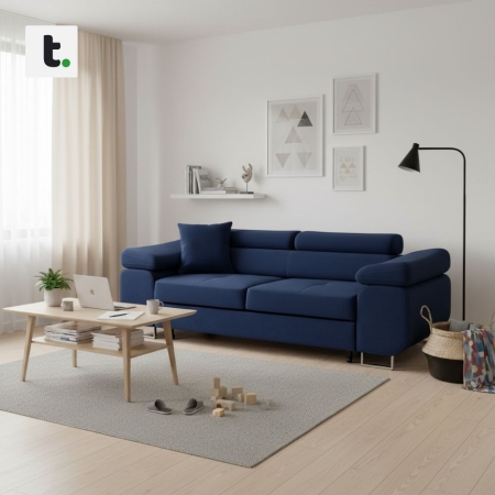 Rozkładana sofa, Bellezza, 209x100x87 cm, granatowy