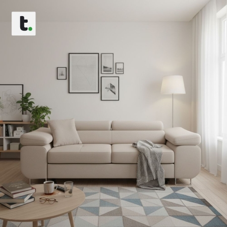 Rozkładana sofa, Bellezza, 209x100x87 cm, beżowy