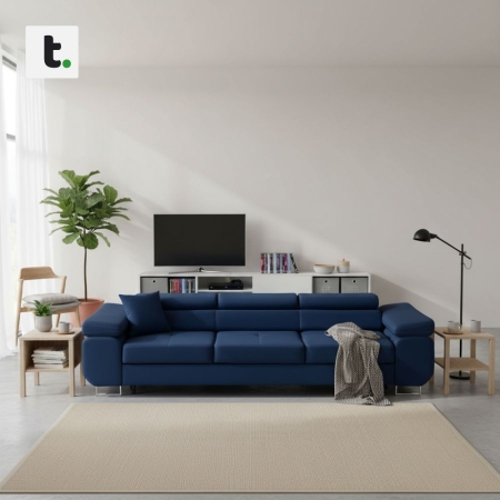 Rozkładana kanapa, Bellezza, 280x100x87 cm, granatowy