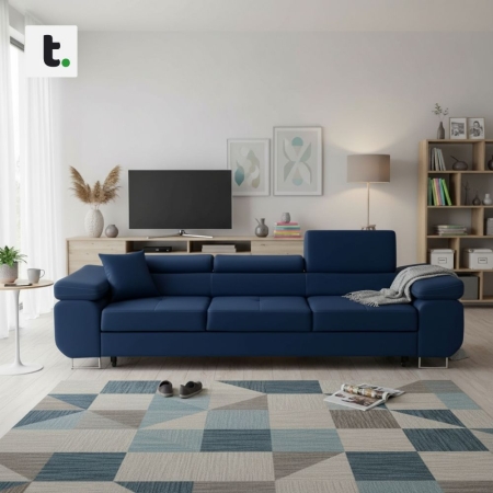 Rozkładana kanapa, Bellezza, 280x100x87 cm, granatowy