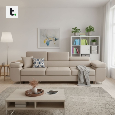 Rozkładana kanapa, Bellezza, 280x100x87 cm, beżowy