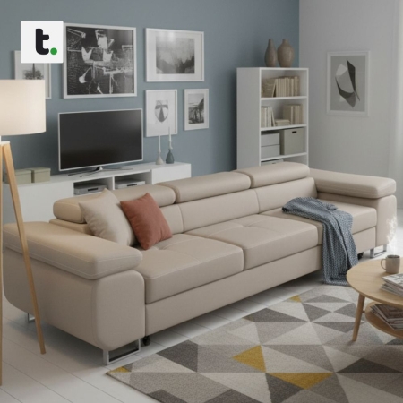 Rozkładana kanapa, Bellezza, 280x100x87 cm, beżowy