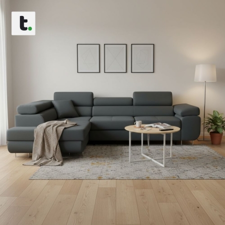 Duży narożnik, lewy, Bellezza, velvet, 270x206x87 cm, ciemny szary