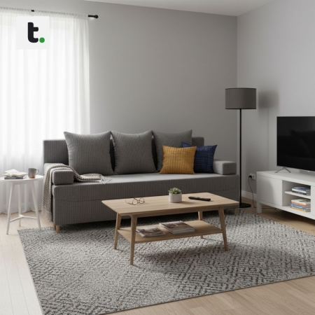 Kanapa rozkładana do salonu, sztruks, PANORA, 191x92x92 cm, ciemny szary