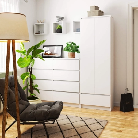 Regał biurowy, szafa, zamykany, GRAND, 60x35x180 cm, biały, mat