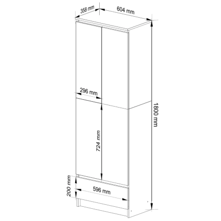 Regał biurowy, szafa, zamykany, GRAND, 60x35x180 cm, biały, mat