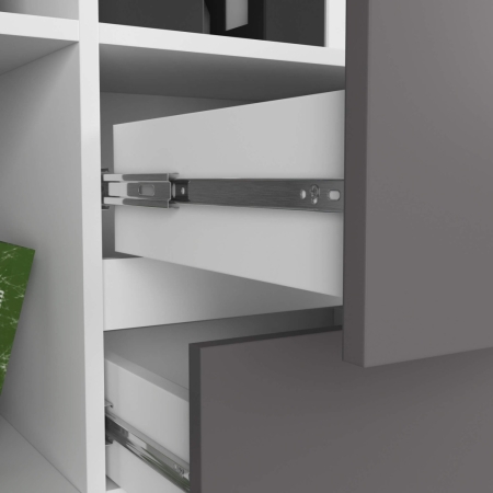 Regał biurowy, półki, szuflady, ORDO PLUS, 80x35x180 cm, biały, grafit, mat