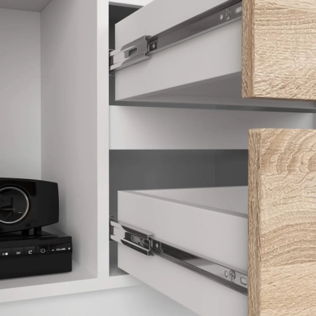 Regał biurowy, zamykany, 2 szuflady, ORDO PLUS, 80x35x180 cm, biały, dąb sonoma, mat