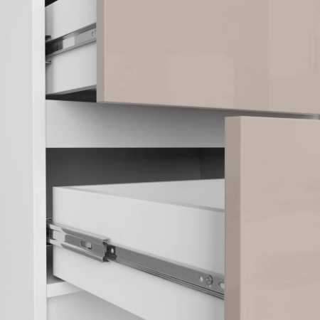 Komoda do sypialni, 5 szuflad, STILO, 60x40x121 cm, biel, cappuccino, połysk