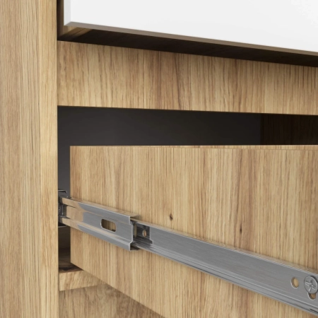 Szafka nocna, 2 szuflady, ALMA, 60x40x55 cm, dąb artisan, biel, mat