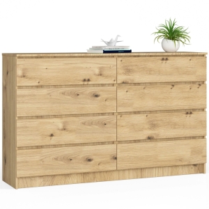Komoda do sypialni, 8 szuflad, STILO, 160x40x99 cm, dąb artisan, mat