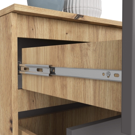 Komoda do domu, STILO, 160x40x55 cm, dąb artisan, grafit szary, mat