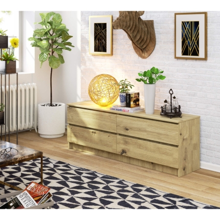 Komoda do domu, STILO, 160x40x55 cm, dąb artisan, mat