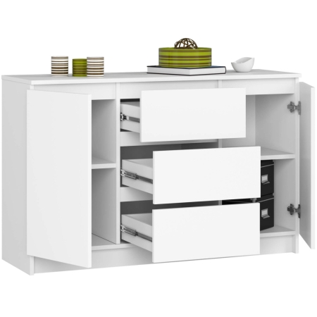 Komoda do sypialni, 3 szuflady, PLENO, 120x40x77 cm, biel, mat