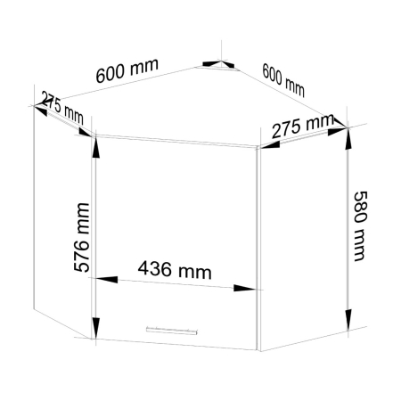 Szafka kuchenna, narożna, KLARA, 60x60x58 cm, biel, mat