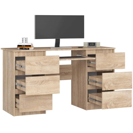 Biurko komputerowe, szuflady, CORE, 135x50x77 cm, dąb sonoma, mat