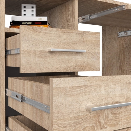 Biurko komputerowe, szuflady, szafka, SOFIA, 124x52x74 cm, dąb sonoma, mat