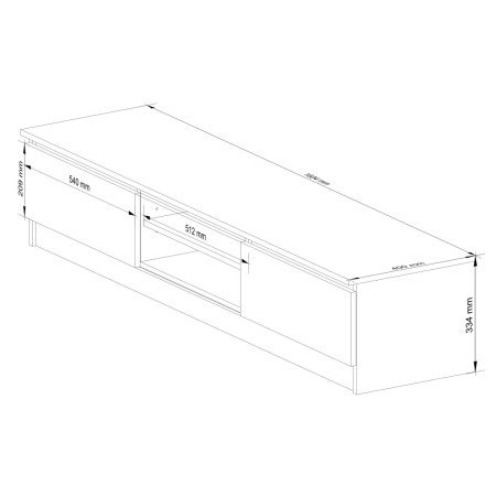 Szafka rtv, NOVA 160x40x33 cm, biel, mat