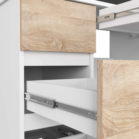 Biurko komputerowe, szkolne, lewe, NIKO, 90x50x77 cm, biel, dąb sonoma, mat