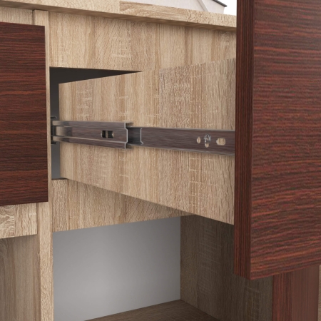 Komoda, 3 szuflady, 3 drzwi, ATLAS, 140x40x99 cm, dąb sonoma, wenge, mat