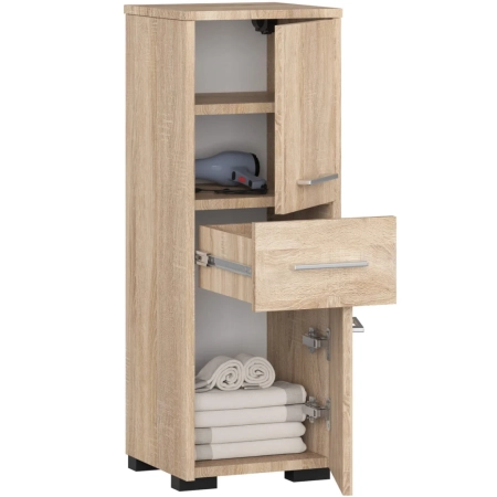 Mały regał łazienkowy, ELION, 30x30x85 cm, dąb sonoma, mat