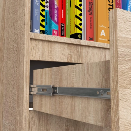 Regał do salonu, biura, 1 szuflada, półki, ARLO, 60x35x180 cm, dąb sonoma, mat