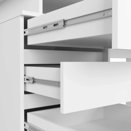 Biurko komputerowe z szufladami, NORI, 135x60x77 cm, biel, mat