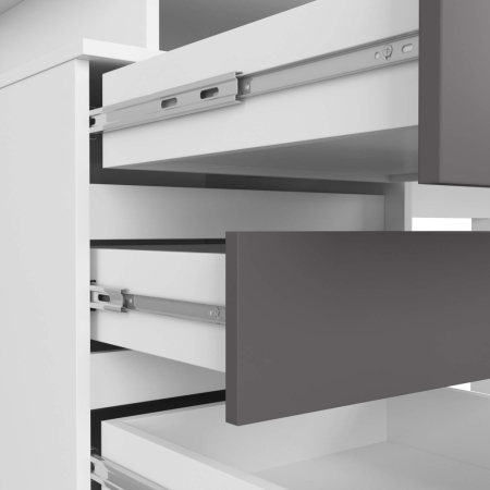 Biurko komputerowe z szufladami, NORI, 135x60x77 cm, biel, grafit, mat