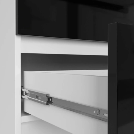 Komoda do sypialni, 10 szuflad, STILO, 160x40x121 cm, biel, czarny, połysk