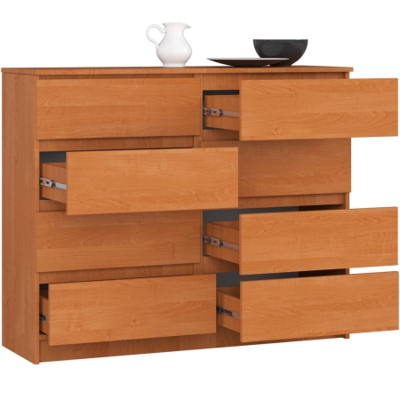 Komoda do salonu, sypialni, STILO, 8 szuflad, 120x40x99 cm, olcha, mat