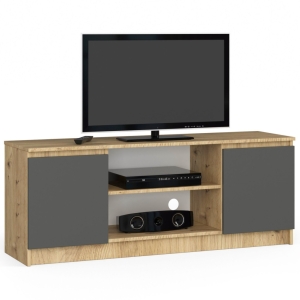 Szafka rtv, stolik, NOVA, 140x40x55 cm, dąb artisan, grafit szary, mat