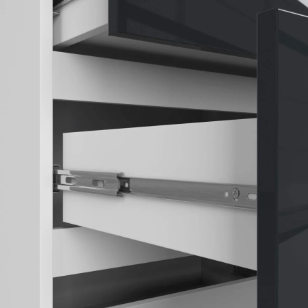 Komoda do salonu, sypialni, STILO, 10 szuflad, 120x40x121 cm, biel, grafit, połysk