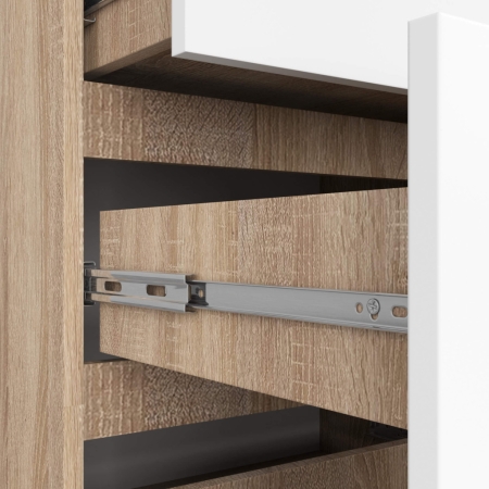 Komoda do salonu, sypialni, STILO, 10 szuflad, 120x40x121 cm, biel, dąb sonoma, mat